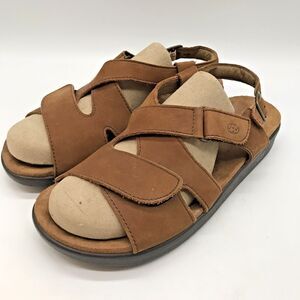 SAS Huggy All Day TriPad Comfort Sandals Women's 9.5M Carmel Leather Hook & Loop